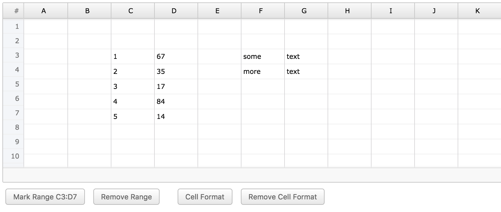 Spreadsheet like grid