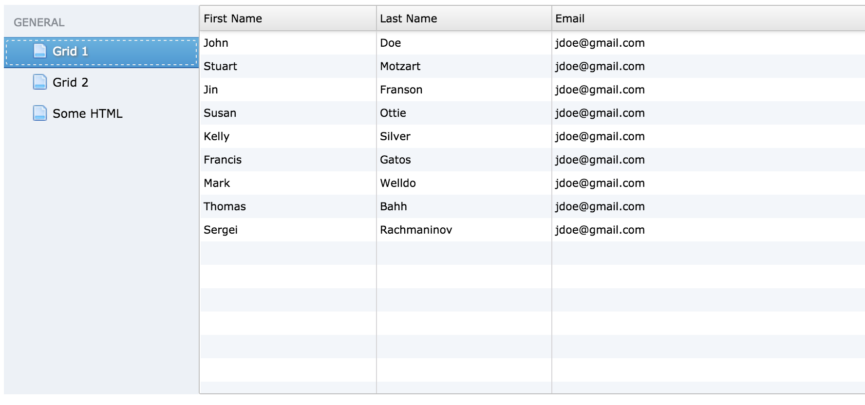 Grid and sidebar